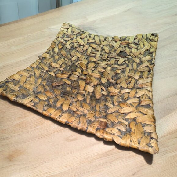 Large Square Boho Woven Straw Grass Leaves Decorative Bowl Home Decor - Picture 1 of 6